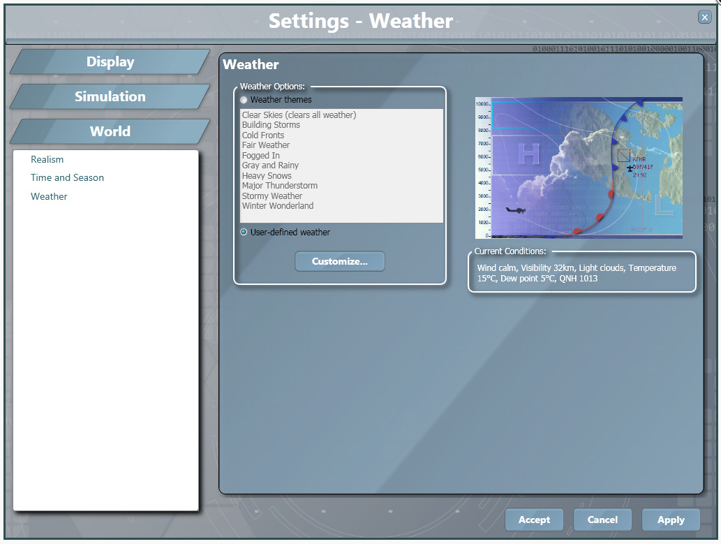Instructor Station Weather Settings